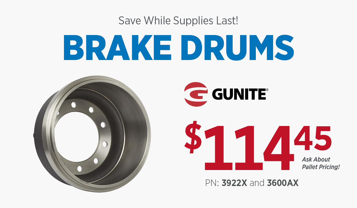 Promo graphic for Gunite Brake Drums for $114.45